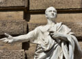 Cicerone, oratore famoso per ricorrere al metodo dei Loci. (Statua a Roma, Palazzo di Giustizia)