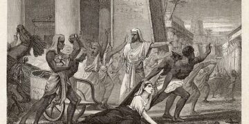Incisione ottocentesca intitolata La morte della filosofa Ipazia ad Alessandria. Pubblicata inizialmente nel periodico francese Le Voleur Illustré (7 dicembre 1865) e successivamente riprodotta nel volume di Louis Figuier Vies des savants illustres (1866). L’immagine mostra un’interpretazione drammatica e violenta dell’uccisione di Ipazia, con tratti iconografici oggi considerati problematici e intrisi di stereotipi razziali.
